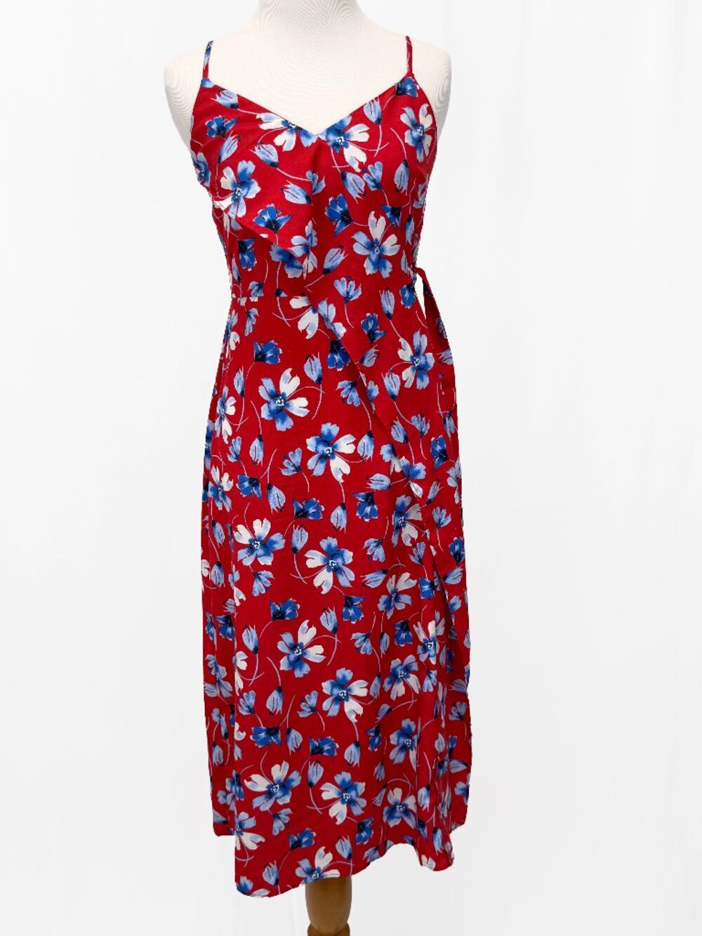 Banana Republic Women's Size 0 Red Floral Print Strap Dress